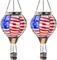 4th of July 2PCS Flag Solar Hot Air Balloon Lantern with Flame Flickering Light